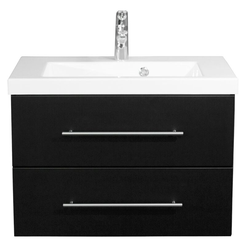 

Mueble de baño Infinity 700 Negro satinado Lavabo de fundición mineral