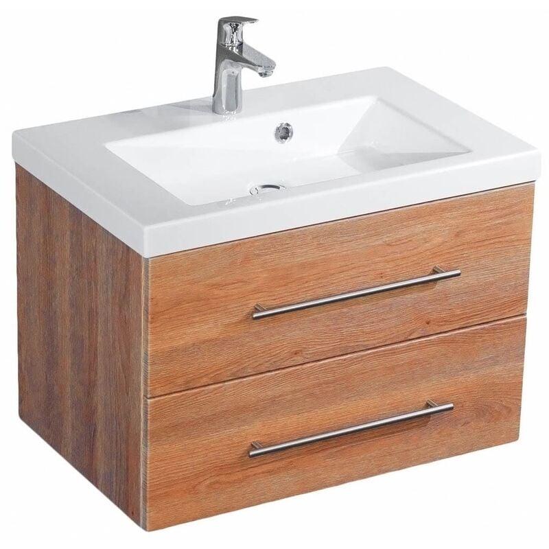 

Mueble de baño Infinity 700 Roble claro lavabo de fundición mineral