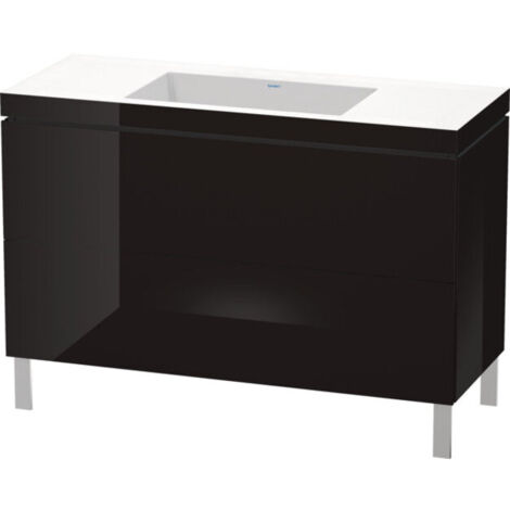 Mueble de baño L-CUBE WT Vero Air 698x1200x480mm sin orificio para grifería negro brillante
