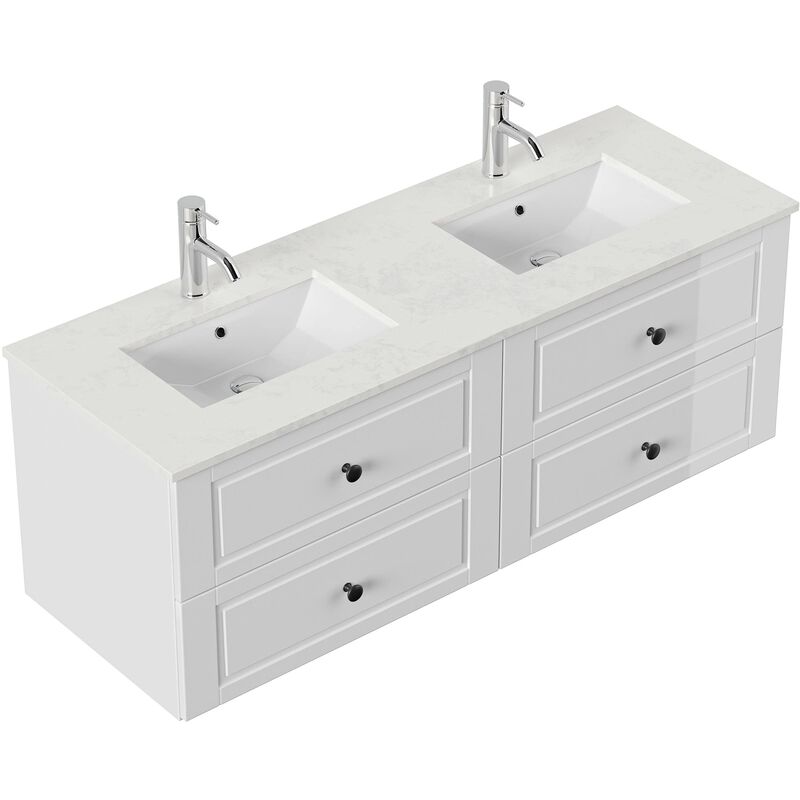 

Mueble de baño Leek XL Cottage cuarzo Blanco brillante