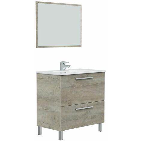 Mueble de baño Luis 1 cajón 1 puerta con espejo, sin lavabo, Color Alaska