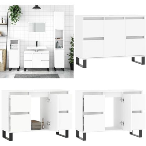 Mueble de baño madera de ingeniería blanco 80x33x60 cm - Armario de baño - Madera de ingeniería