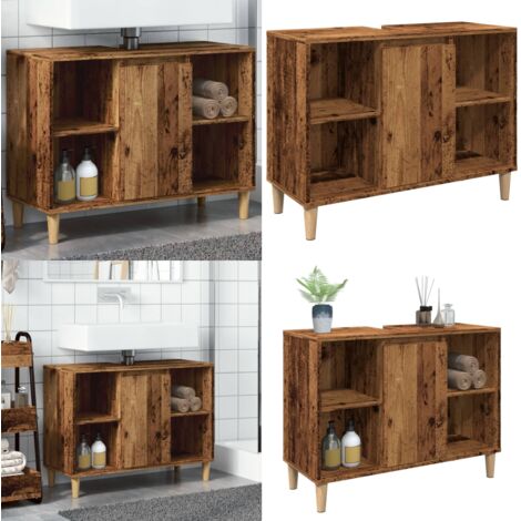 Mueble de baño madera de ingeniería envejecida 80x33x60 cm - Mueble de baño - Madera de ingeniería