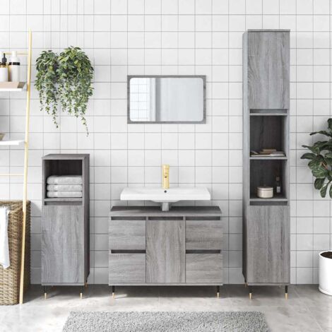 Mueble de baño madera de ingeniería gris  80x33x60 cm