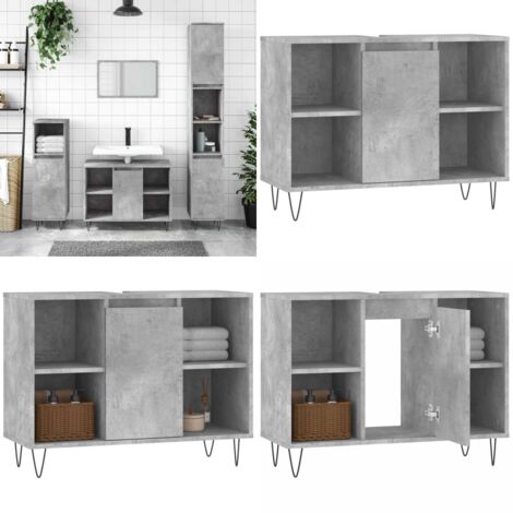 Mueble de baño madera de ingeniería gris hormigón 80x33x60 cm - Armario de baño - Madera de ingeniería