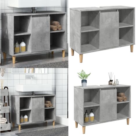 Mueble de baño madera de ingeniería gris hormigón 80x33x60 cm - Mueble de baño - Madera de ingeniería