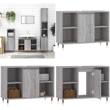 Mueble de baño madera de ingeniería gris Sonoma 80x33x60 cm - Armario de baño - Madera contrachapada