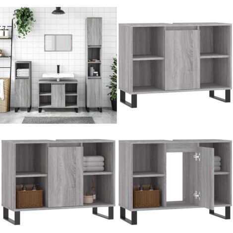 Mueble de baño madera de ingeniería gris Sonoma 80x33x60 cm - Armario de baño - Madera contrachapada