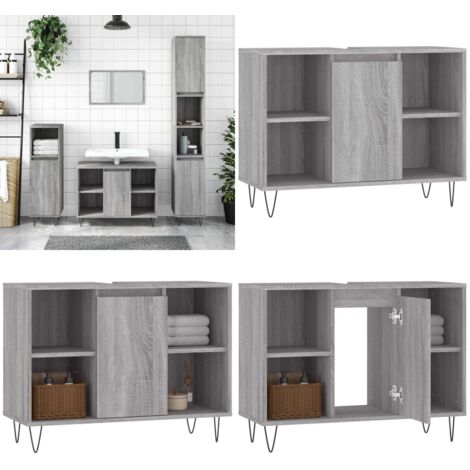 Mueble de baño madera de ingeniería gris Sonoma 80x33x60 cm - Armario de baño - Madera contrachapada