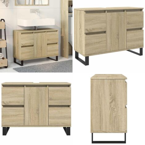 Mueble de baño madera de ingeniería roble Sonoma 80x33x60 cm - Mueble de baño - Madera contrachapada