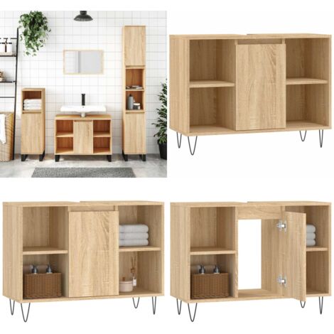 Mueble de baño madera de ingeniería roble Sonoma 80x33x60 cm - Mueble de baño - Madera contrachapada