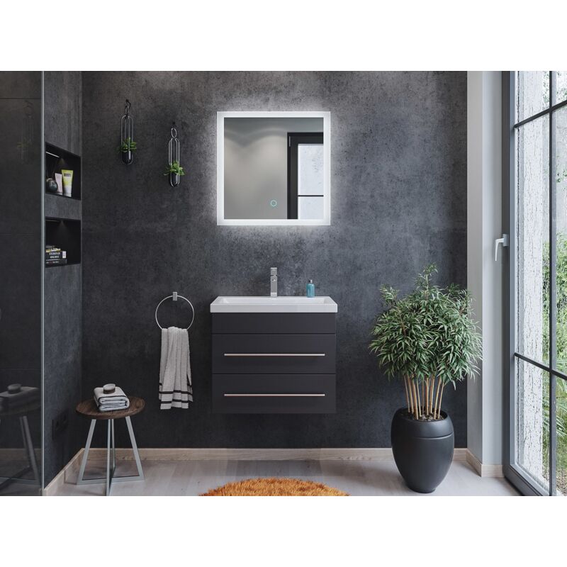 

Mueble de baño Mars 600 SlimLine 2 partes Espejo - LED Antracita satinado