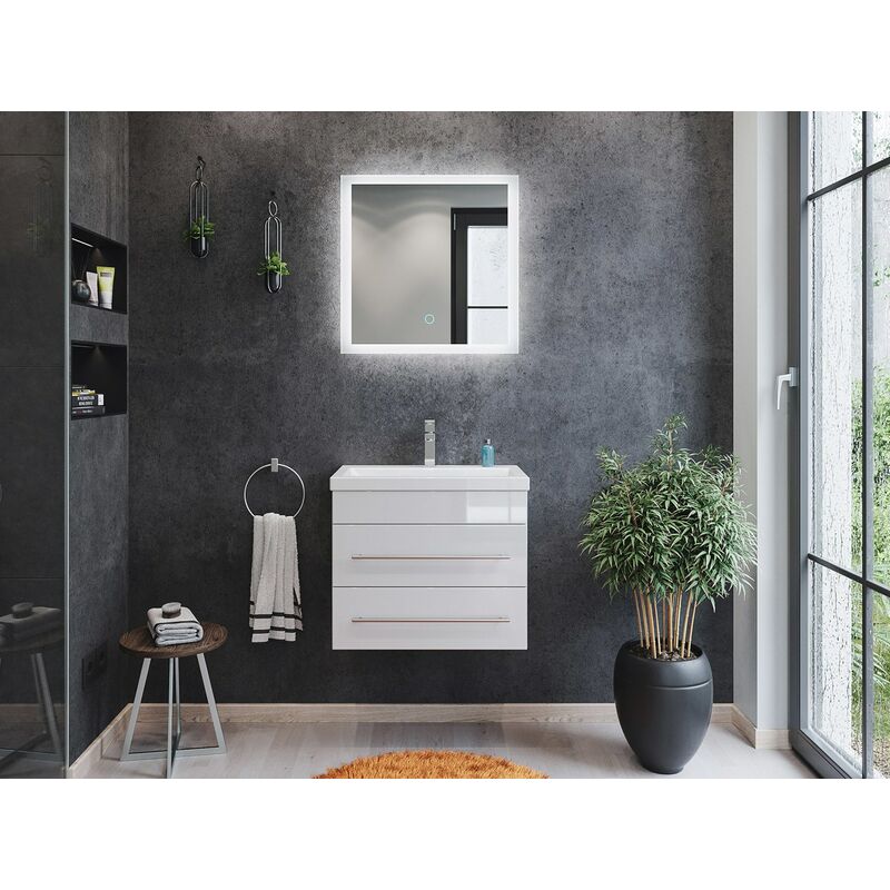 

Mueble de baño Mars 600 SlimLine 2 partes Espejo - LED Blanco brillante