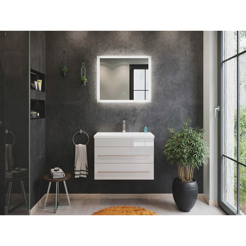 

Mueble de baño Mars 700 SlimLine 2 partes Espejo - LED Blanco brillante