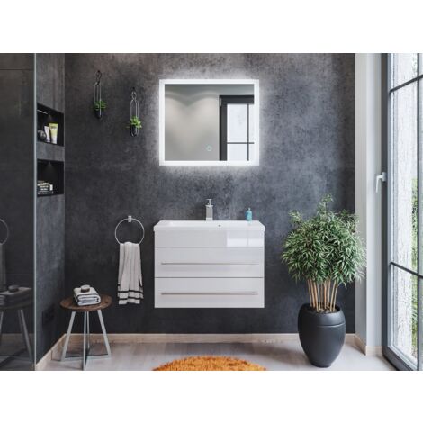 Mueble de baño Mars 700 SlimLine 2 partes Espejo - LED Blanco brillante
