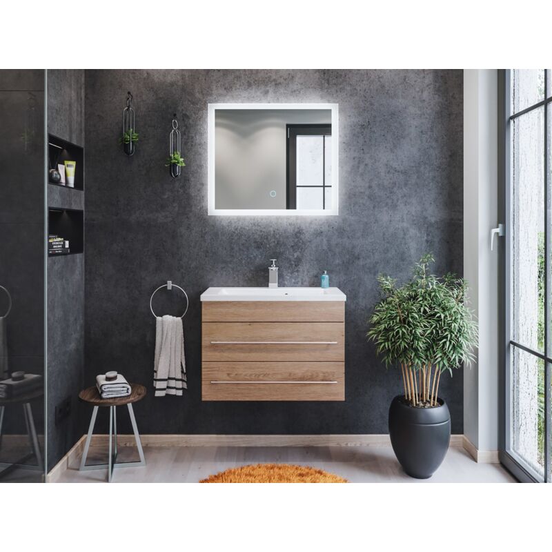 

Mueble de baño Mars 700 SlimLine 2 partes Espejo - LED Roble claro