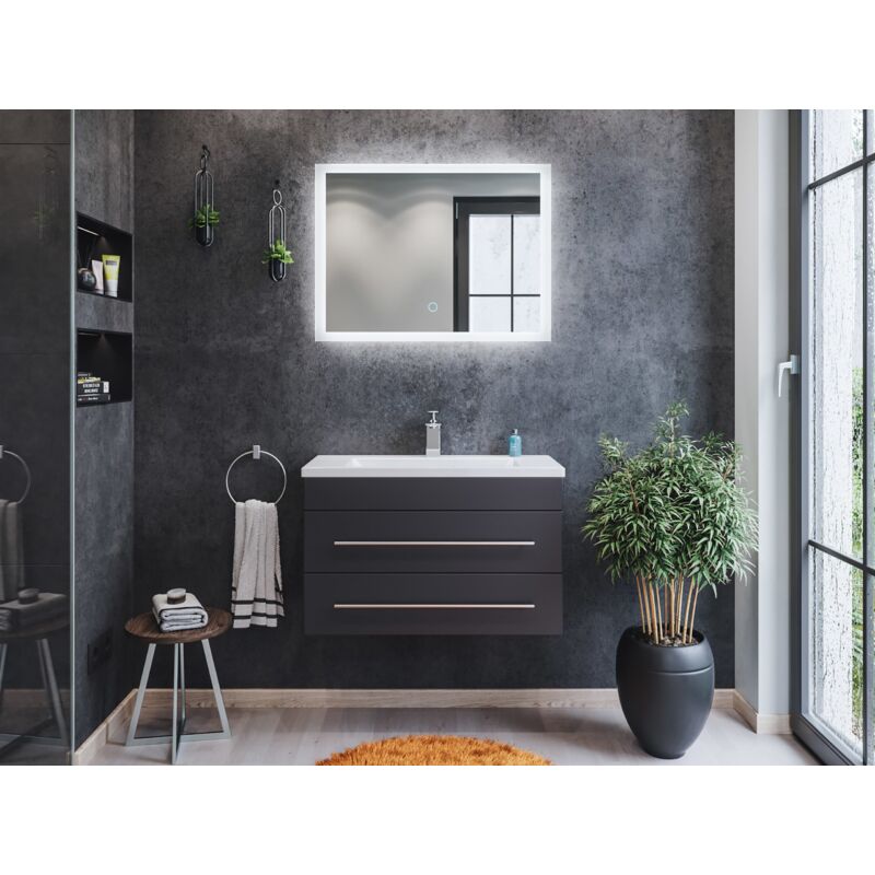 

Mueble de baño Mars 800 SlimLine 2 partes Espejo - LED Antracita satinado