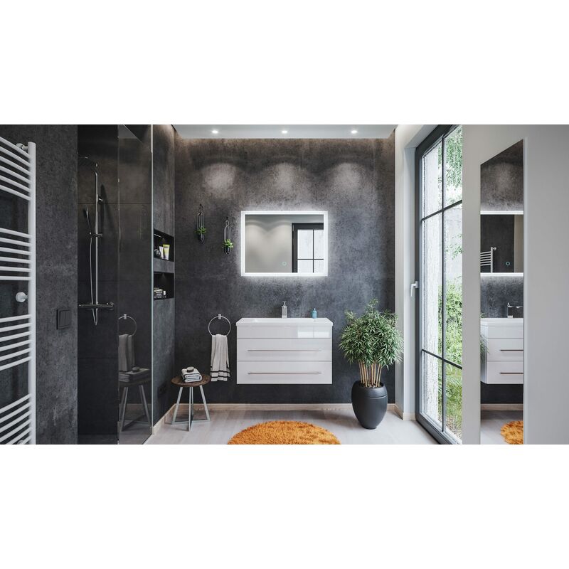 

Mueble de baño Mars 800 SlimLine 2 partes Espejo - LED Blanco brillante