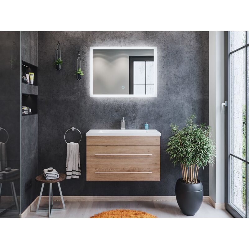 

Mueble de baño Mars 800 SlimLine 2 partes Espejo - LED Roble claro