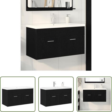 Mueble de baño moderno -  Mueble de Cuarto de Baño Roble Negro 90 x 38,5 x 46 cm