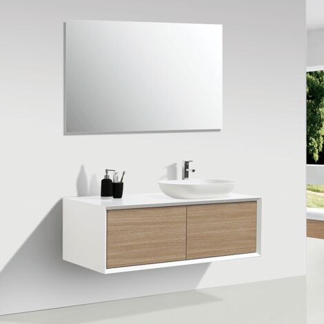 Mueble de baño MONTADO 120cm PALIO, blanco / roble claro