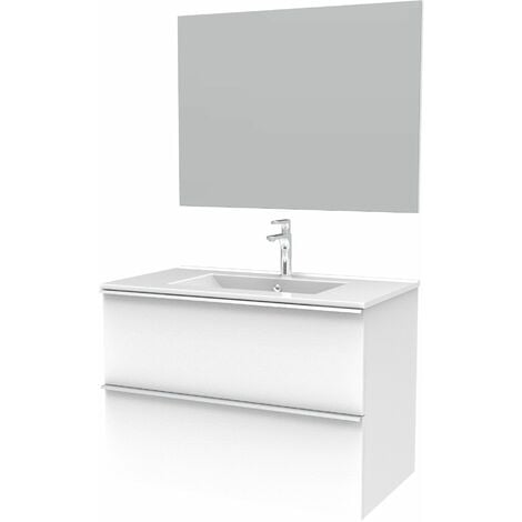 Mueble bajo lavabo Yarmouth, Mueble bajo lavabo, Mueble de baño con espejo,  Lavabo no incluido, 80x45h80 cm, Antracita y Roble