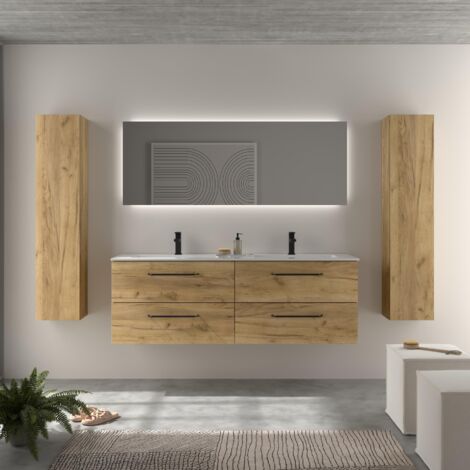 Mueble de Baño MORAI 160cm Roble Lavabo Vilna Solid Surface