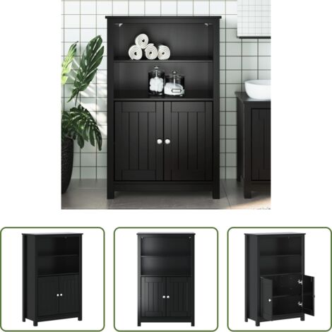 Mueble de baño -  Mueble de baño BERG madera maciza de pino negro 69,5x34x110 cm