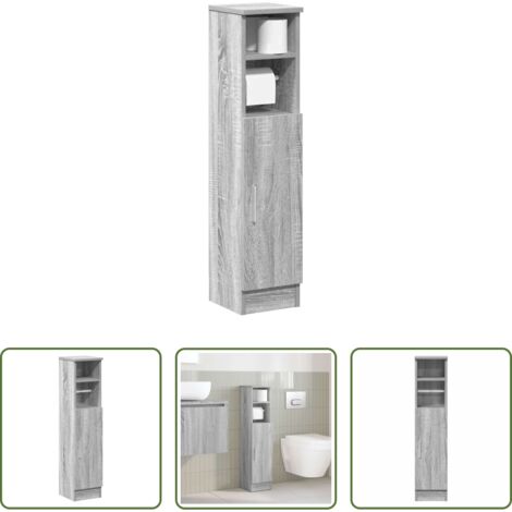 Mueble de baño -  Mueble de baño con portarrollos gris Sonoma 20,5x22x90 cm