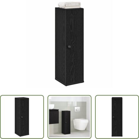 Mueble de baño -  Mueble de baño con portarrollos negro 20,5x22x72 cm