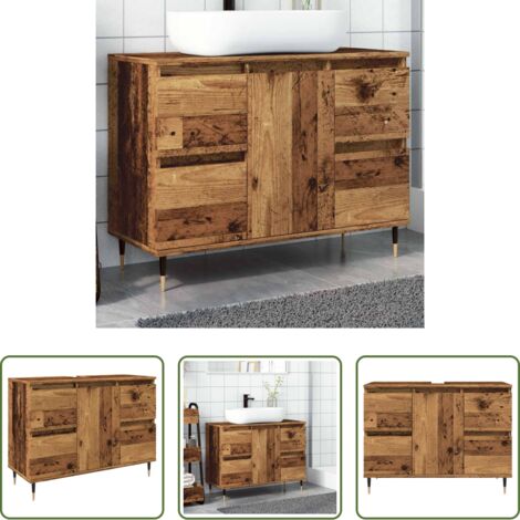 Mueble de baño -  Mueble de baño madera de ingeniería envejecida 80x33x60 cm