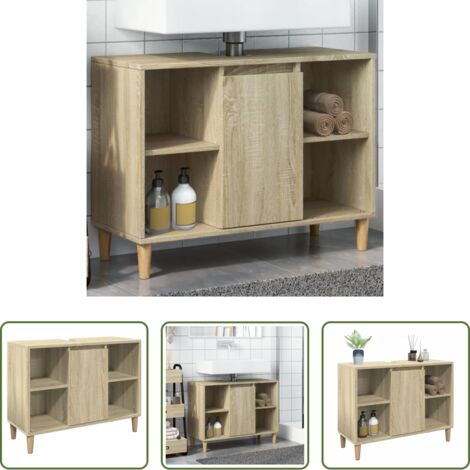 Mueble de baño -  Mueble de baño madera de ingeniería roble Sonoma 80x33x60 cm