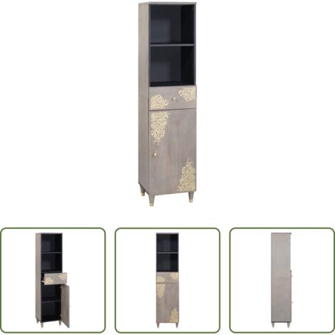Mueble de baño -  Mueble de Cuarto de Baño con cajón Gris 38 x 33 x 160 cm