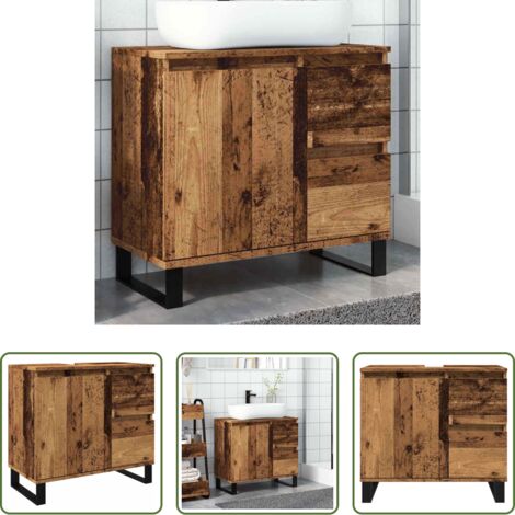 Mueble de baño -  Mueble de lavabo madera de ingeniería envejecida 65x33x60 cm