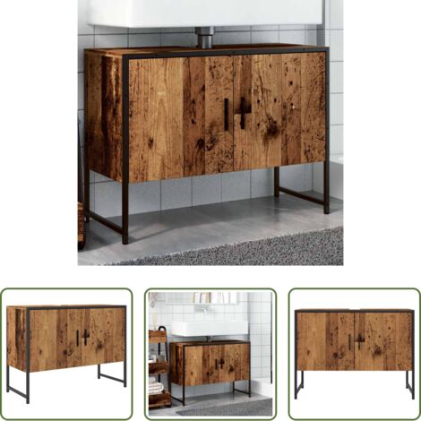 Mueble de baño -  Mueble de lavabo madera de ingeniería envejecida 80x33x60 cm