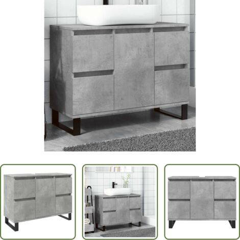 Mueble de baño -  Mueble de lavabo madera de ingeniería gris hormigón 80x33x60 cm