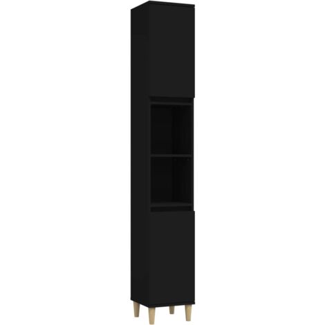 Mueble de baño negro 30 x 30 x 190 cm madera contrachapada 020006560