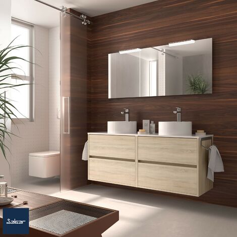 Mueble de baño Enif con encimera de madera