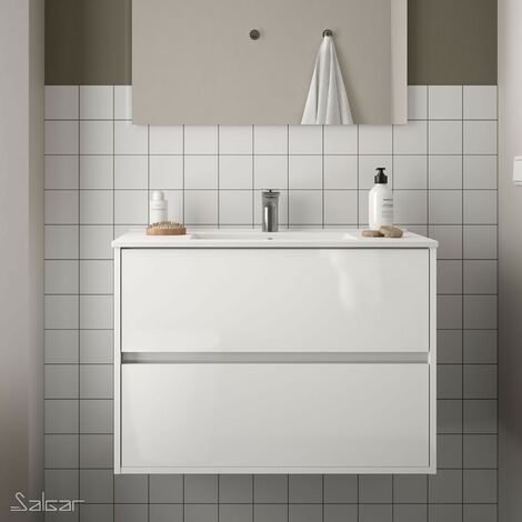 Mueble de baño Noja blanco brillo + lavabo