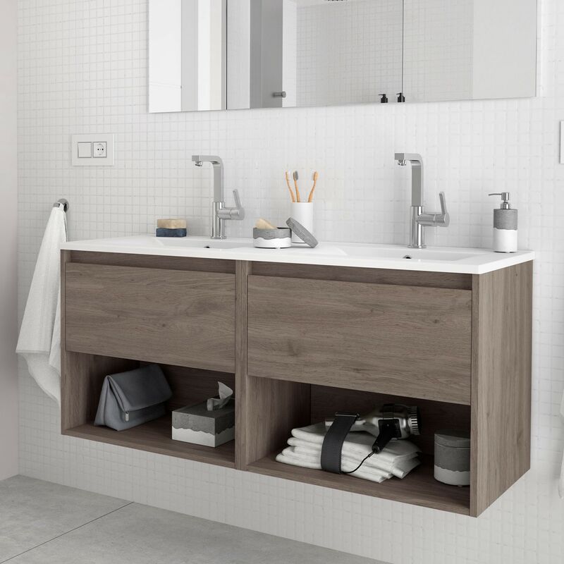 

Mueble de baño NOJA 120 2 cajones y 2 huecos ROBLE ETERNITY+ Lavabo - Roble eternity