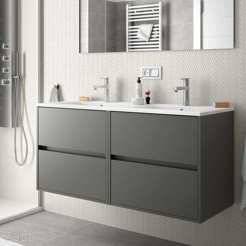 

Mueble de baño NOJA 120 GRIS MATE + Lavabo - Gris mate