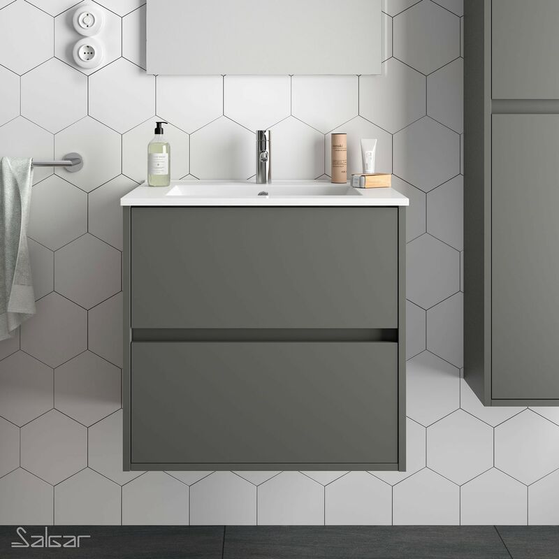 

Mueble de baño NOJA 70 GRIS MATE + Lavabo - Gris mate