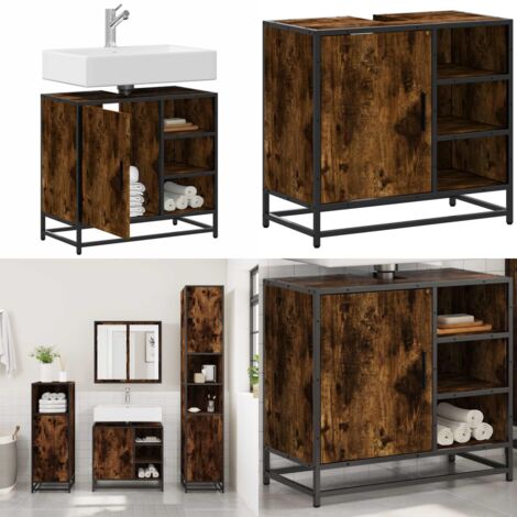 Mueble de baño para lavabo roble ahumado 65x33x60 cm - Mueble de lavabo - Mueble de baño roble ahumado