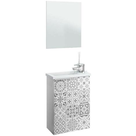 Mueble De Baño Pequeño Compact Suspendido Color Blanco Y Darby Aseo Estilo Moderno 58x40x2 Cm (lavabo Incluido)