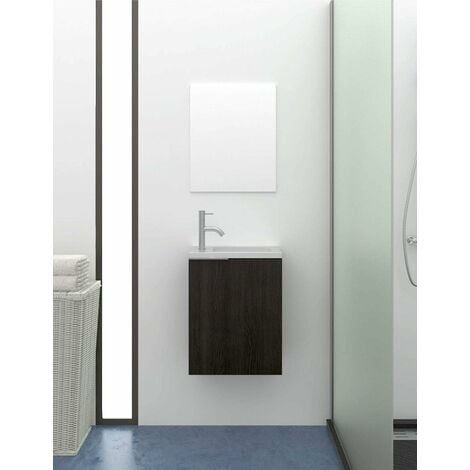 Lavabo suspendido PB2078 de resina mineral - 50 x 30 x 22 cm - blanco mate  - con toallero