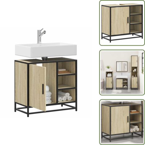 Mueble de baño roble - vidaXL Mueble de lavabo de baño roble Sonoma 65x33x60 cm madera de ingeniería - Mueble de baño industrial
