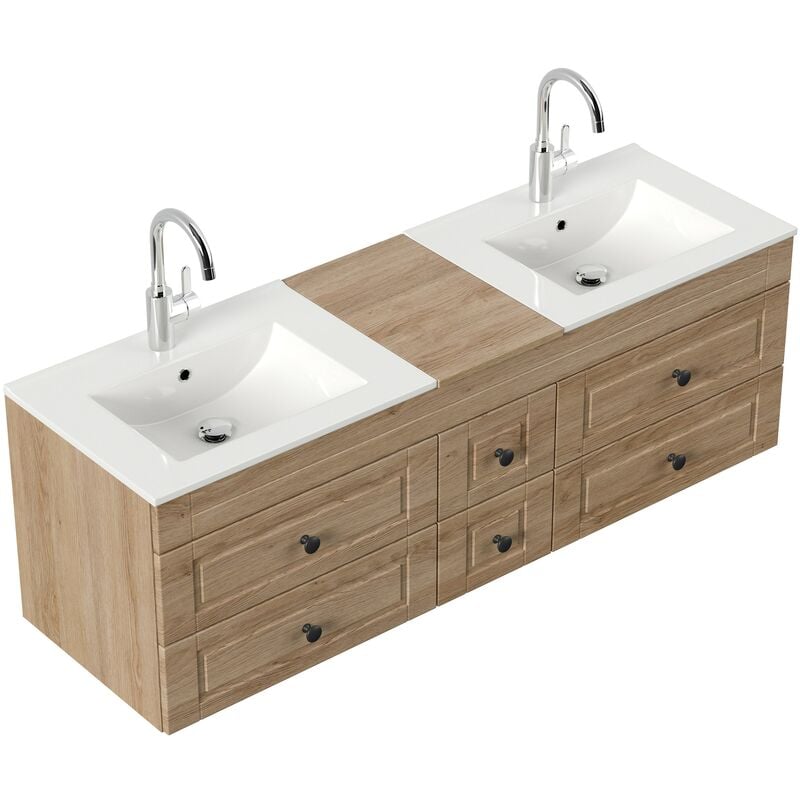 

Mueble de baño Roma XL Cottage lavabo doble Roble claro