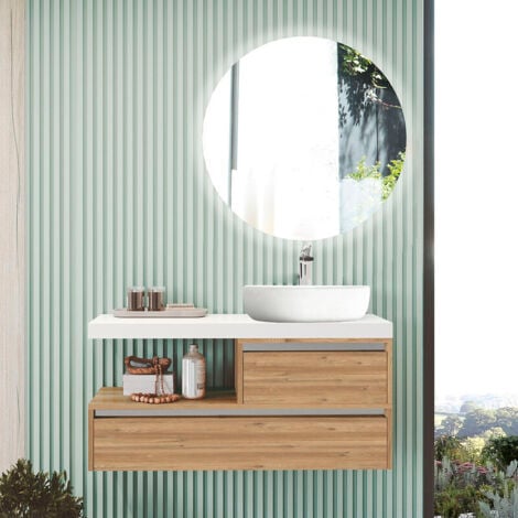 INVE MUEBLE DE BAÑO SENSI-SUEVE 100 SUSPENDIDO 2C CARTAGENA TIRADOR GOLA CROMO - LAVABO ALBA