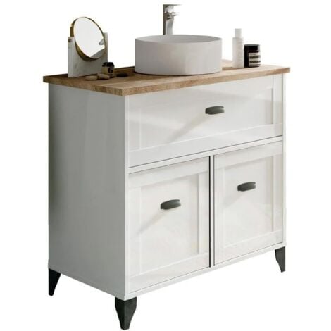 Mueble de baño Siena  Blanco Soft y Roble Cambrian 92 x 82 x 47 cm