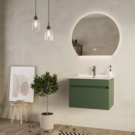 Mueble de baño SOKI 60cm VERDE  1 cajón + lavabo